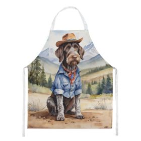German Wirehaired Pointer Cowboy Welcome Apron Cooking Kitchen Server Baking Crafts Gardening for Adult Women Men, Unisex, Large, Multicolor
