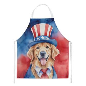 Golden Retriever Patriotic American Apron Cooking Kitchen Server Baking Crafts Gardening for Adult Women Men, Unisex, Large, Multicolor