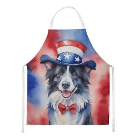 Border Collie Patriotic American Apron Cooking Kitchen Server Baking Crafts Gardening for Adult Women Men, Unisex, Large, Multicolor