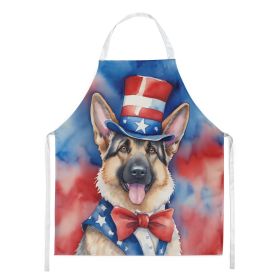 German Shepherd Patriotic American Apron Cooking Kitchen Server Baking Crafts Gardening for Adult Women Men, Unisex, Large, Multicolor