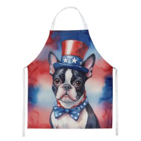 Boston Terrier Patriotic American Apron Cooking Kitchen Server Baking Crafts Gardening for Adult Women Men, Unisex, Large, Multicolor