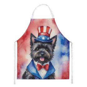 Cairn Terrier Patriotic American Apron Cooking Kitchen Server Baking Crafts Gardening for Adult Women Men, Unisex, Large, Multicolor