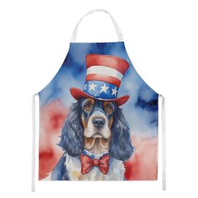 English Cocker Spaniel Patriotic American Apron Cooking Kitchen Server Baking Crafts Gardening for Adult Women Men, Unisex, Large, Multicolor (Default: Default)
