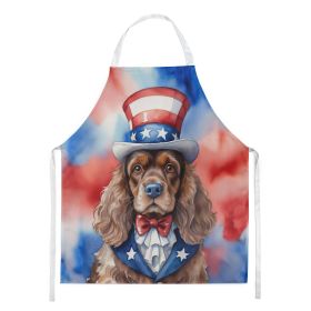 Cocker Spaniel Patriotic American Apron Cooking Kitchen Server Baking Crafts Gardening for Adult Women Men, Unisex, Large, Multicolor (Default: Default)