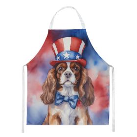 Cavalier Spaniel Patriotic American Apron Cooking Kitchen Server Baking Crafts Gardening for Adult Women Men, Unisex, Large, Multicolor (Default: Default)